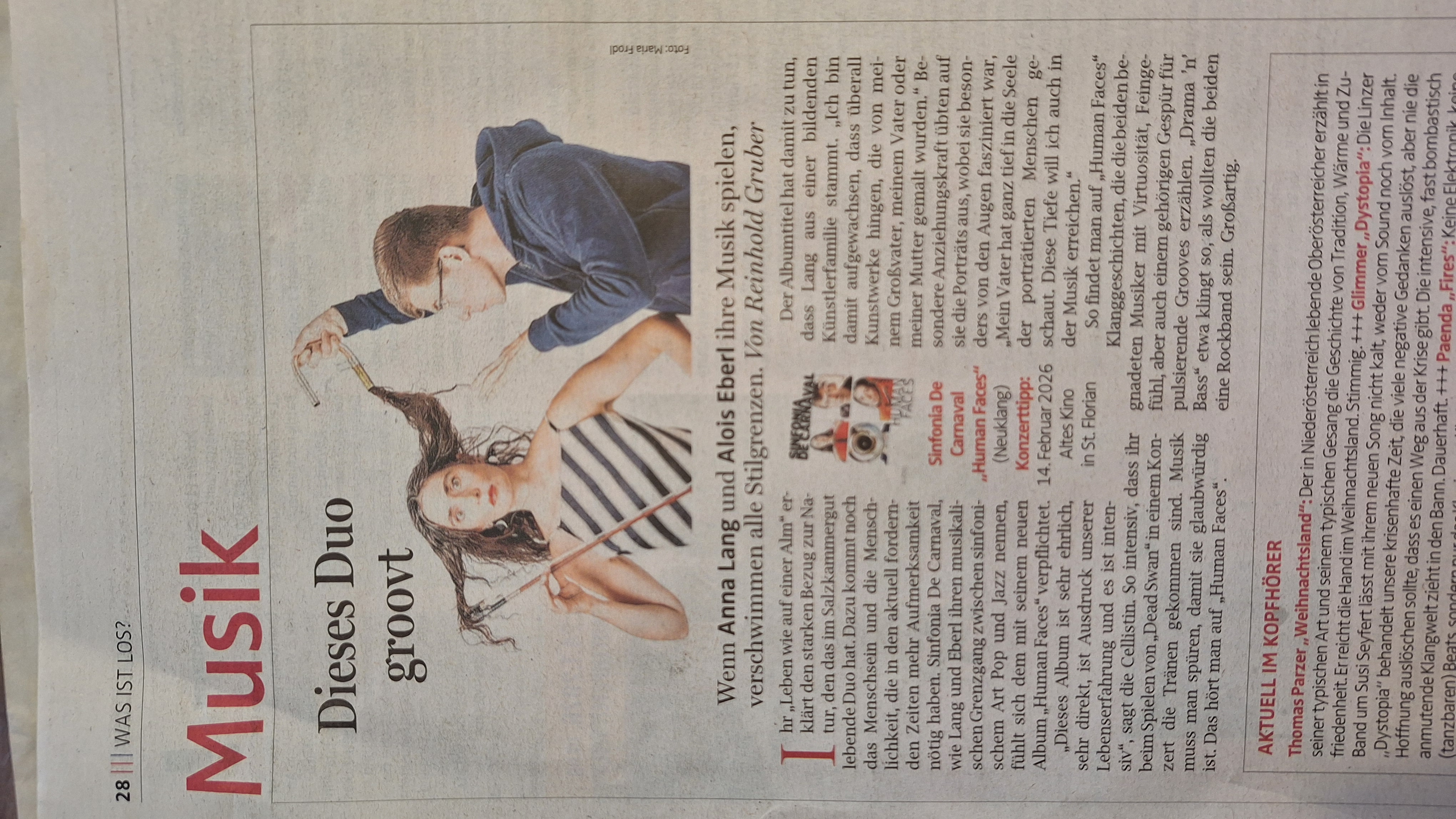 Presse Human Faces ON Rezension Dez 2025 Zeitung